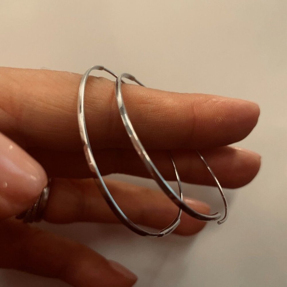 Lana Jewelry Small Magic Flat Hoop Threader Earrings White Gold